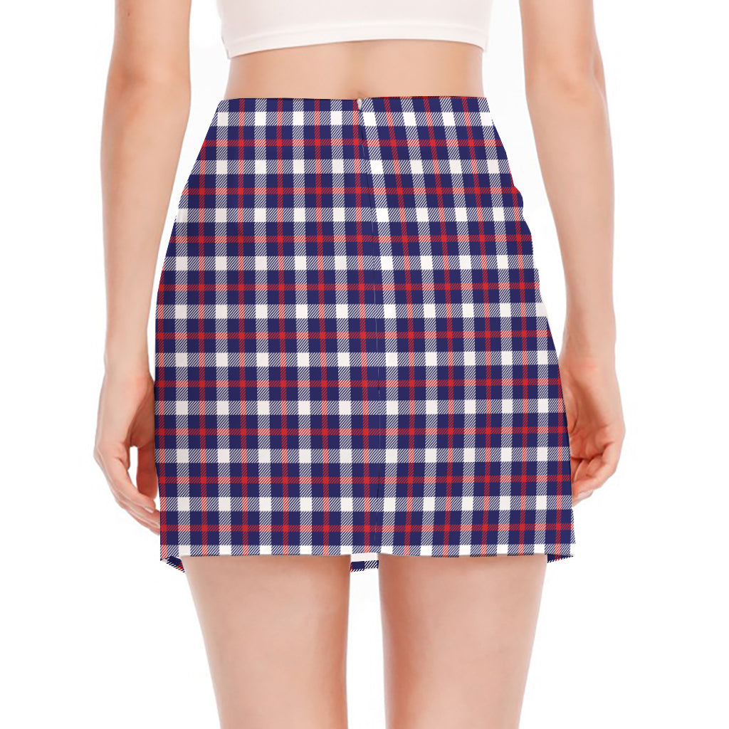 American Patriotic Plaid Print Side Slit Mini Skirt