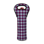 American Patriotic Plaid Print Single Neoprene Wine Tote