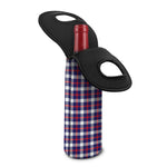 American Patriotic Plaid Print Single Neoprene Wine Tote
