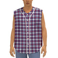 American Patriotic Plaid Print Sleeveless Baseball Jersey