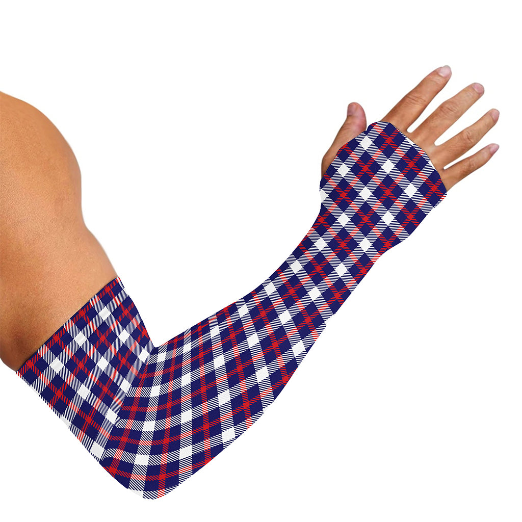 American Patriotic Plaid Print Sun Protection Arm Sleeves