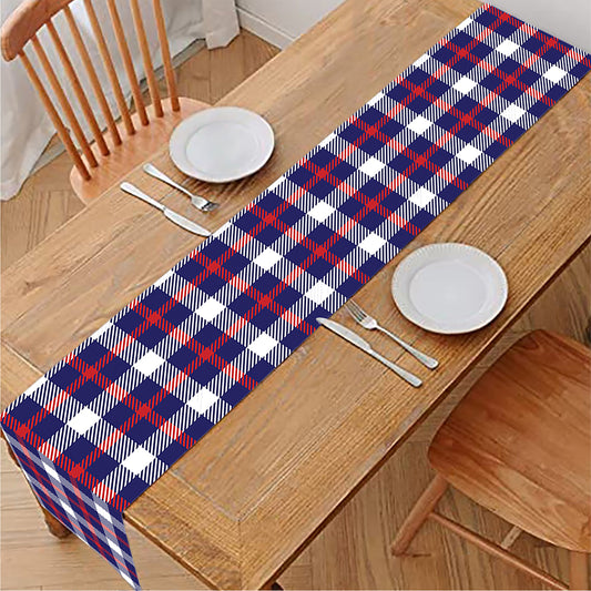 American Patriotic Plaid Print Table Runner
