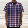 American Patriotic Plaid Print Textured Short Sleeve Shirt