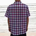 American Patriotic Plaid Print Textured Short Sleeve Shirt