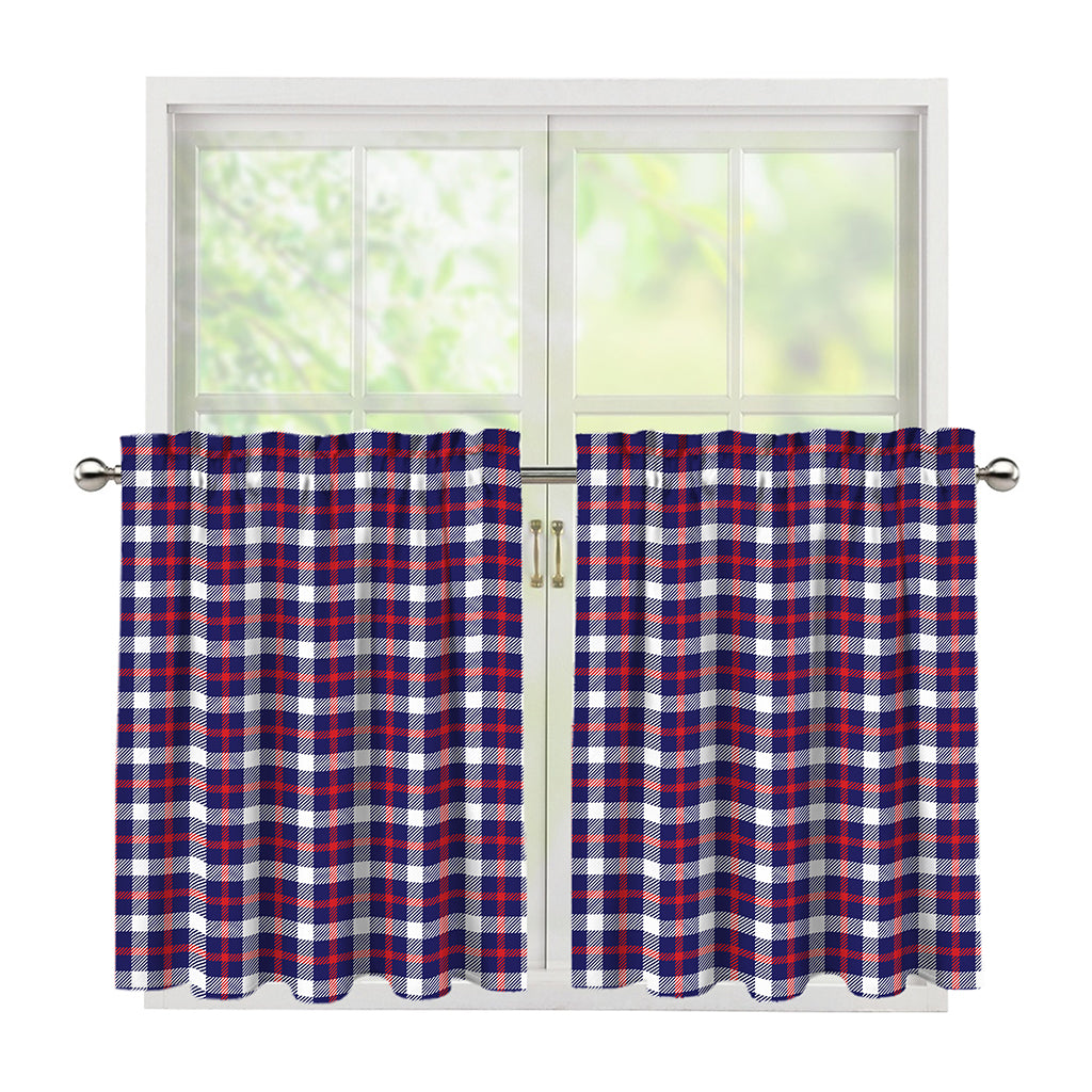 American Patriotic Plaid Print Tier Curtains