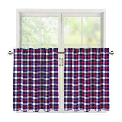 American Patriotic Plaid Print Tier Curtains