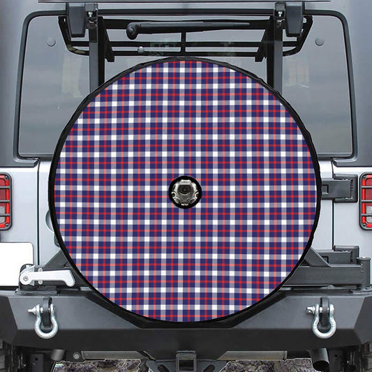 American Patriotic Plaid Print Tire Cover With Camera Hole