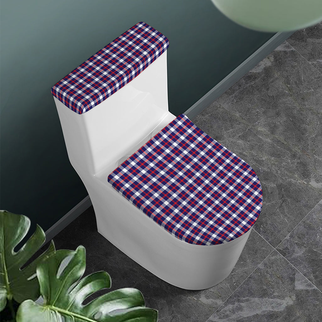 American Patriotic Plaid Print Toilet Lid And Tank Cover Set