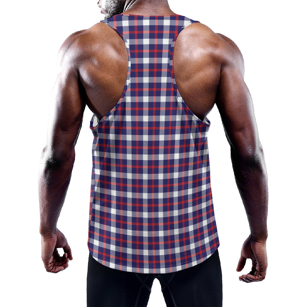 American Patriotic Plaid Print Training Tank Top