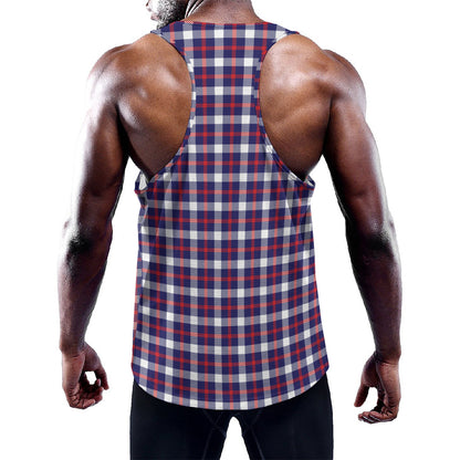 American Patriotic Plaid Print Training Tank Top