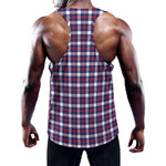 American Patriotic Plaid Print Training Tank Top