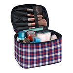 American Patriotic Plaid Print Travel Makeup Bag