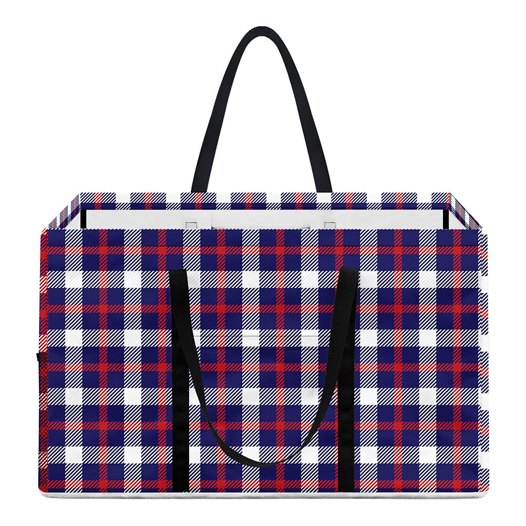 American Patriotic Plaid Print Utility Tote Bag