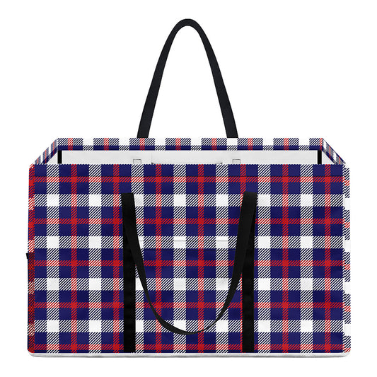 American Patriotic Plaid Print Utility Tote Bag