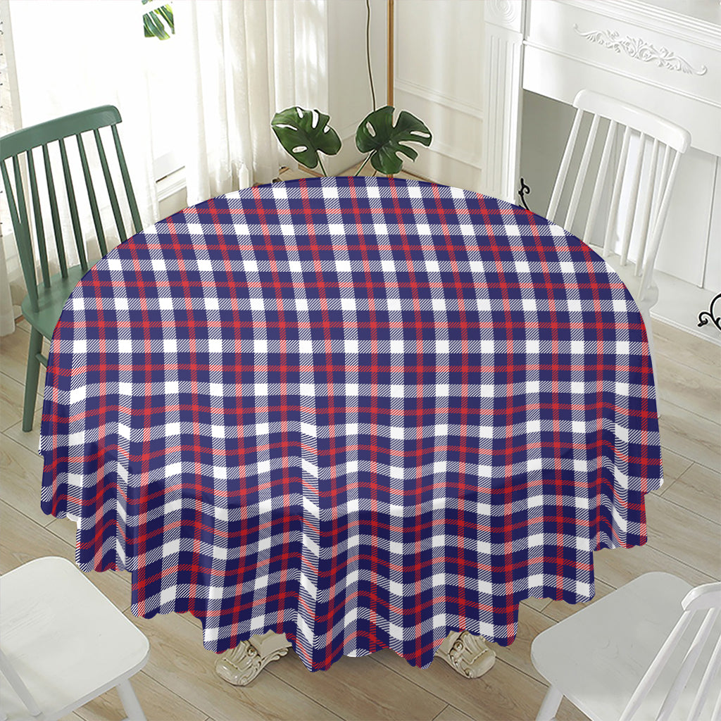American Patriotic Plaid Print Waterproof Round Tablecloth