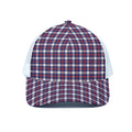 American Patriotic Plaid Print White Mesh Trucker Hat