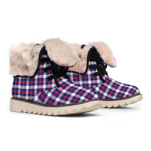 American Patriotic Plaid Print Winter Boots