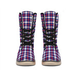 American Patriotic Plaid Print Winter Boots