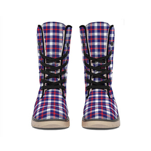 American Patriotic Plaid Print Winter Boots