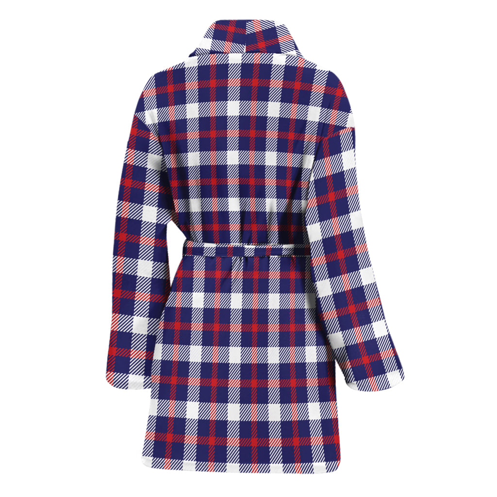 American Patriotic Plaid Print Women's Bathrobe