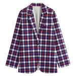 American Patriotic Plaid Print Women's Blazer