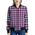 American Patriotic Plaid Print Women's Bomber Jacket