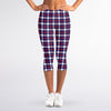 American Patriotic Plaid Print Women's Capri Leggings