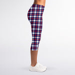 American Patriotic Plaid Print Women's Capri Leggings