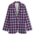 American Patriotic Plaid Print Women's Cotton Blazer