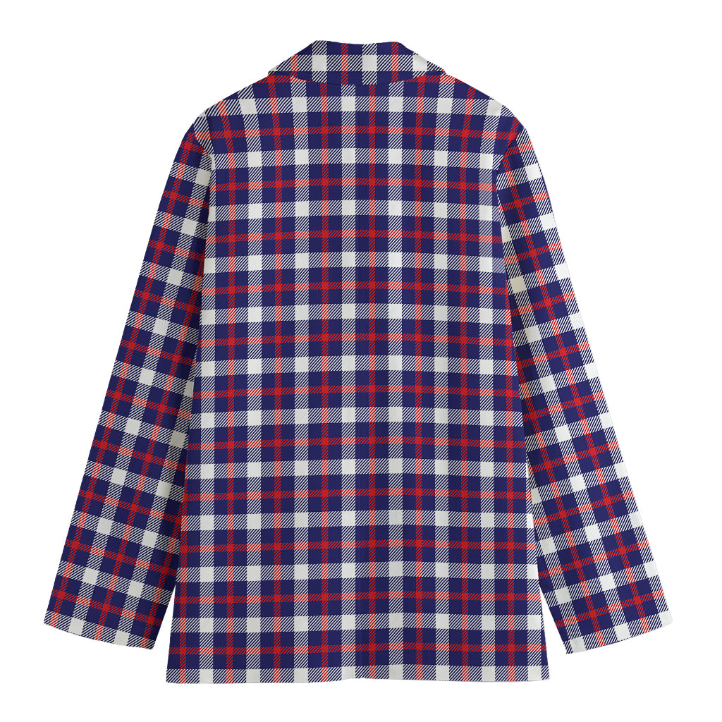 American Patriotic Plaid Print Women's Cotton Blazer