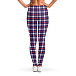 American Patriotic Plaid Print Women's Leggings