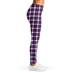 American Patriotic Plaid Print Women's Leggings