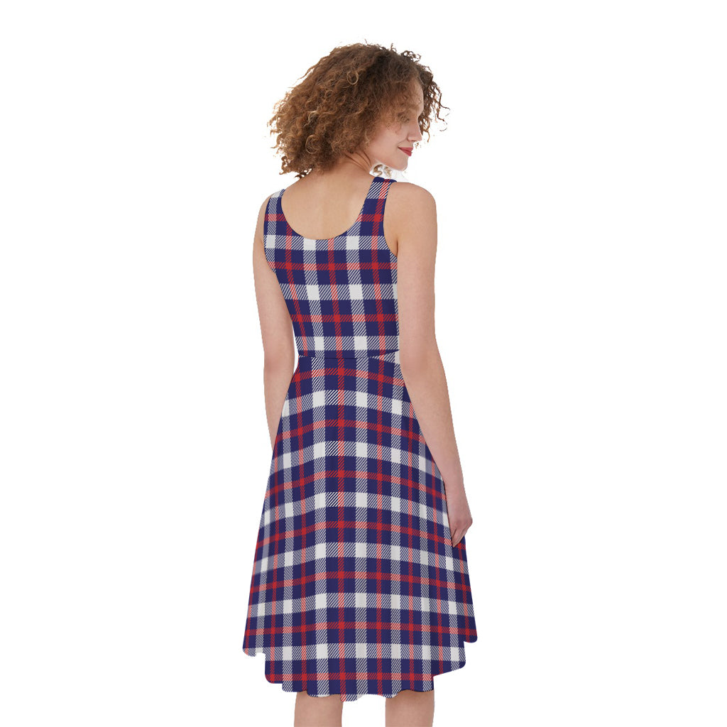 American Patriotic Plaid Print Women's Sleeveless Dress