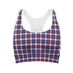 American Patriotic Plaid Print Women's Sports Bra
