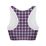 American Patriotic Plaid Print Women's Sports Bra
