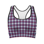 American Patriotic Plaid Print Women's Sports Bra