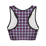 American Patriotic Plaid Print Women's Sports Bra