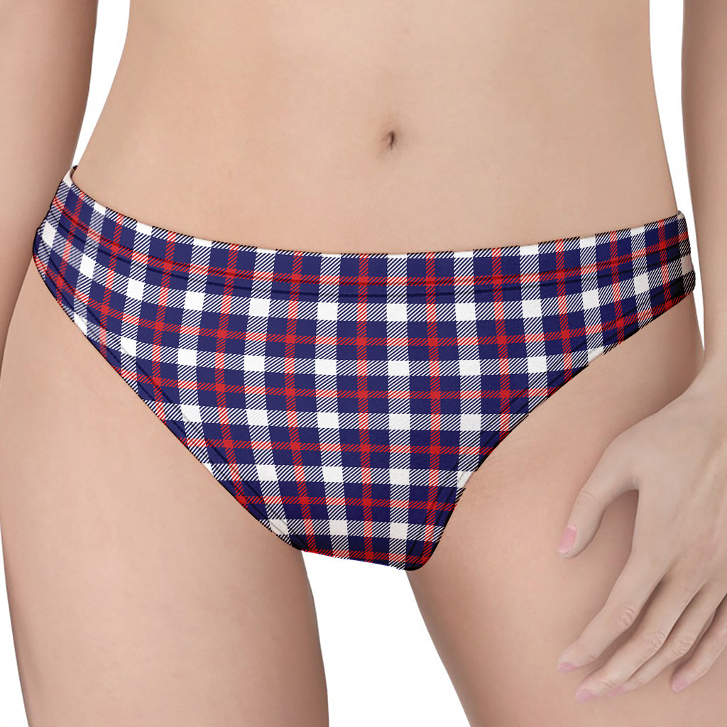 American Patriotic Plaid Print Women's Thong