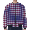 American Patriotic Plaid Print Zip Sleeve Bomber Jacket