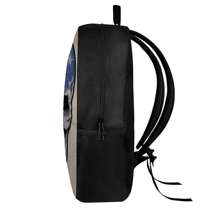 American Patriotic Skull Print 17 Inch Backpack