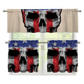American Patriotic Skull Print 3 Piece Kitchen Curtains