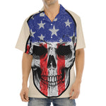 American Patriotic Skull Print Aloha Shirt