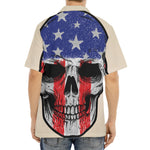 American Patriotic Skull Print Aloha Shirt