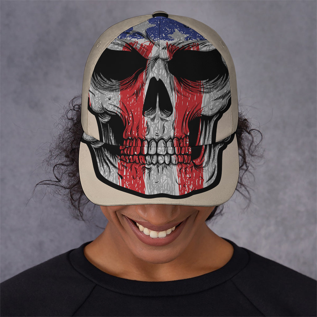 American Patriotic Skull Print Baseball Cap