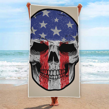 American Patriotic Skull Print Beach Towel