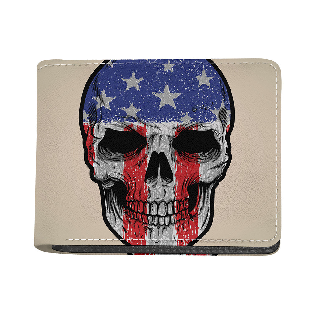 American Patriotic Skull Print Bifold Wallet