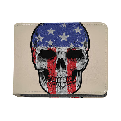 American Patriotic Skull Print Bifold Wallet