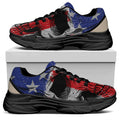 American Patriotic Skull Print Black Chunky Shoes