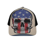 American Patriotic Skull Print Black Mesh Trucker Cap
