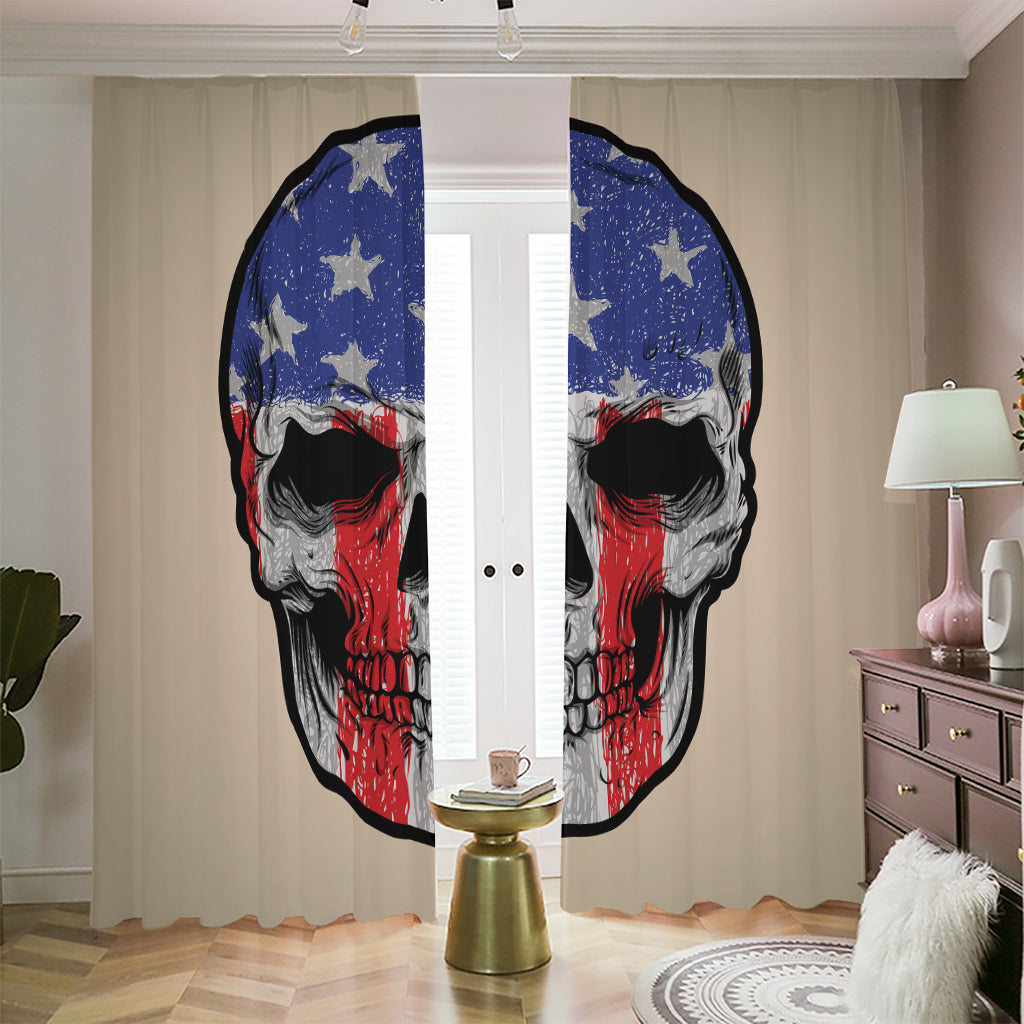 American Patriotic Skull Print Blackout Pencil Pleat Curtains